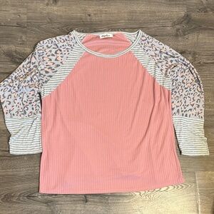 Pink and Gray Women's Top